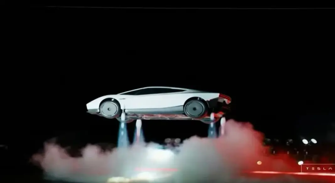 Tesla unveils a futuristic Roadster with experimental air-jet technology, promising a glimpse into the future of flying cars.