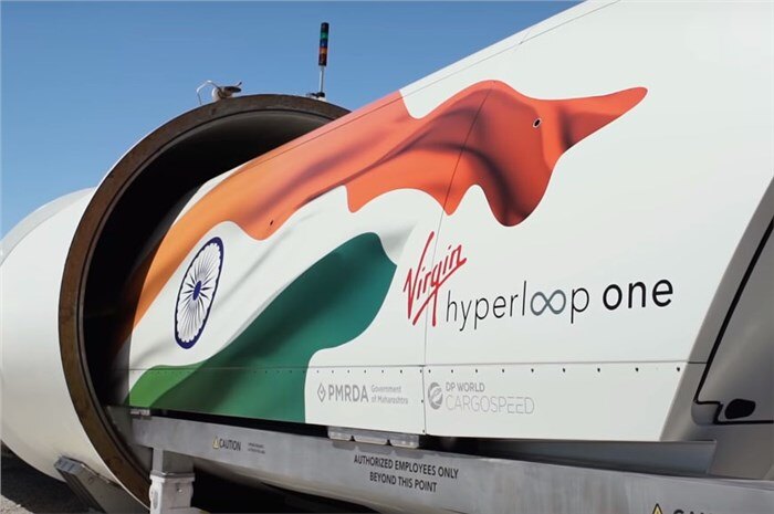 In Virgin’s levitating hyper loop pod system, the first passengers travel.