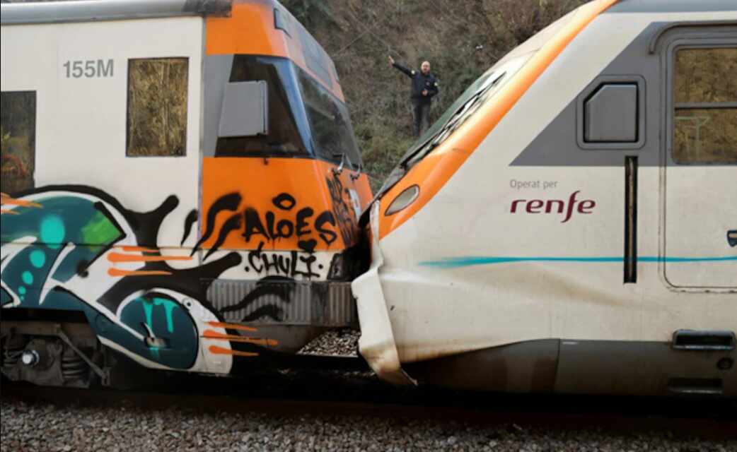 Numerous people are slightly injured in an accident involving commuter trains in Spain.