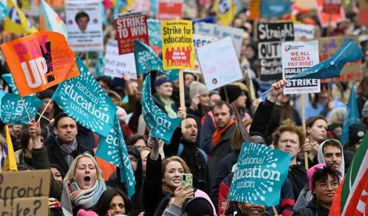 The largest strike to hit Britain in almost a decade caused rail networks to be interrupted and schools to close.